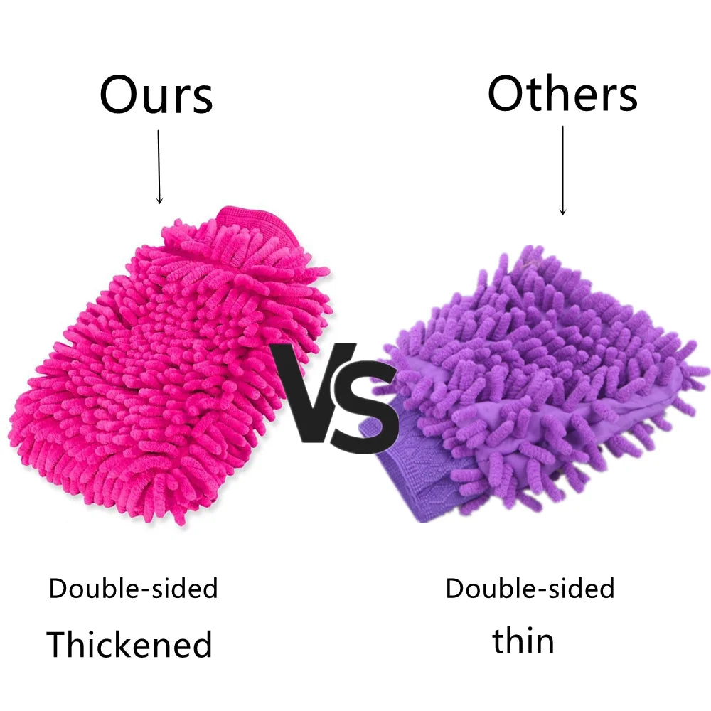 Car Wash Gloves Thickened Double-sided Chenille Glove Plush Rags Car Supplies Cleaning Tools Auto Acessories Car Detailing