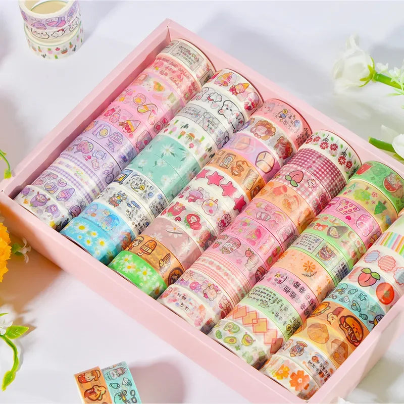 60 PCS/Set Cute Washi Tapes Japanese 1.5cm Adhesive Decorative Masking Tape Scrapbook Stationery Stickers School Supplies