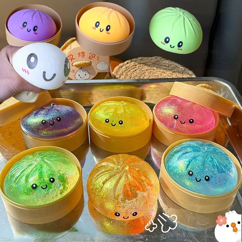 10Cm Simulation Flash Dumpling Pressure Ball Stress Relief Reusable Low Rebound Decompression Toys Children Adults Birthday Gift