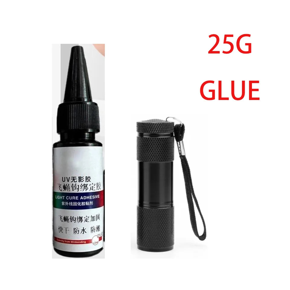 Fly hook glue uv glue uv curing water resistant strong adhesion fast drying strong fly hook UV glue DIY fishing bait production