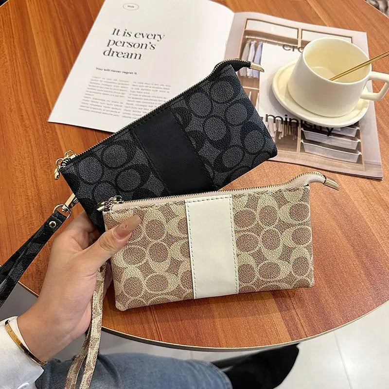 Soft leather printed mobile phone handbag, new women's fashionable, lightweight, mini bag, multifunctional coin purse