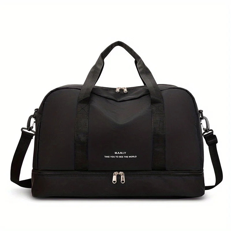 Expandable Travel Duffle Bag for Women, Sports Handbag, Fitness Bag, Large Capacity, One Shoulder Weekend Overnight Bag