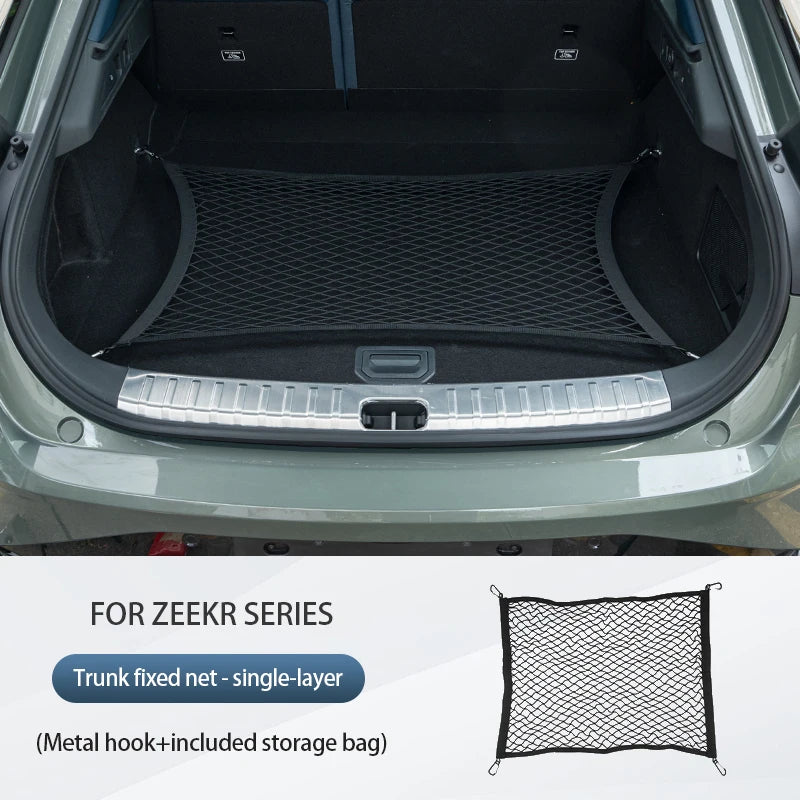 For ZEEKR 001 X 007 7X Rear luggage compartment fixed net pocket Mesh bag Car trunk storage mesh cover Car interior accessories