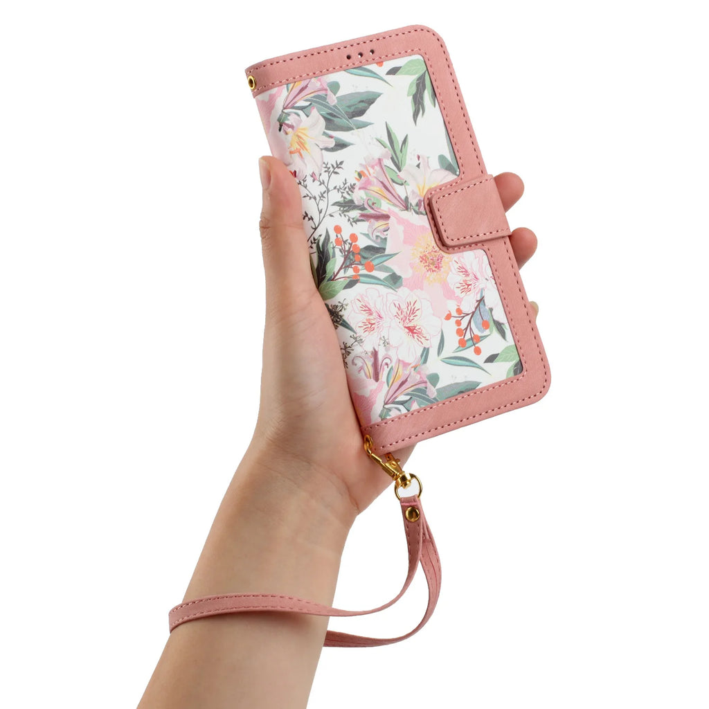 Luxury Flower Pattern Magnetic Flip Leather Case for Galaxy S25 Ultra S20 FE S21 S22 S23 S24 S25 Plus S25 Edge Slim Wallet Case