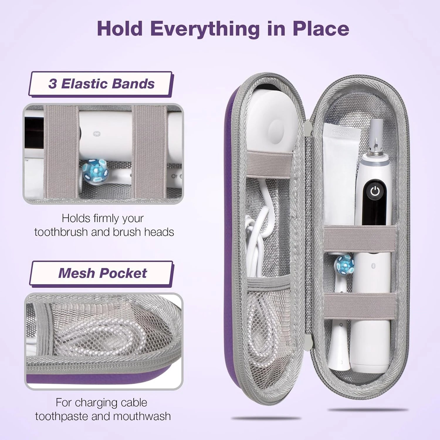 EVA Electric Toothbrush Case Waterproof Shockproof Moisture Resistant Large Size Fits Most Sonicare Electric Toothbrush