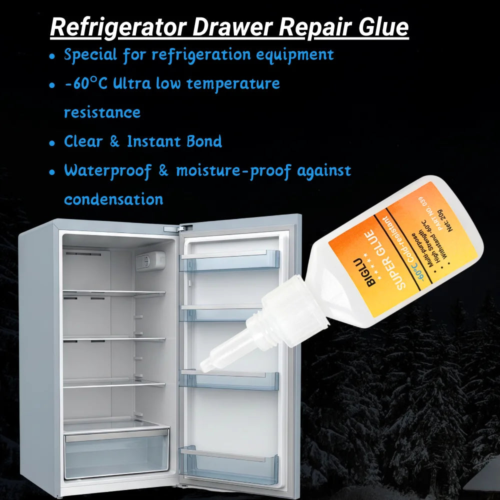 Refrigerator Drawer Repair Glue, -60℃ Low Temperature Resistant Super Glue, Instant Adhesive For PVC ABS Plastic Freezer Drawer
