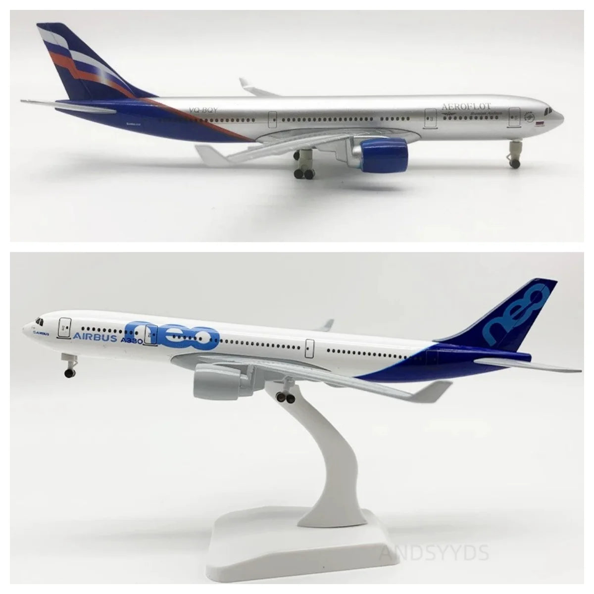 2pc 20cm Metal Model Airplanes A320 330 350 380 Aviation Diecast 1/300 Scale Aircraft For Adults Fun Souvenir With Wheels & Base