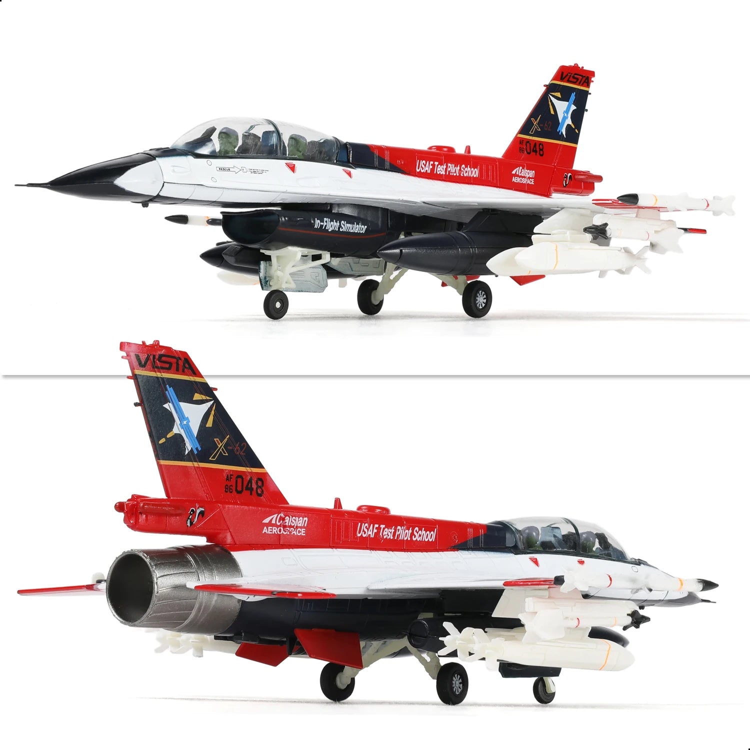 NUOTIE 1/72 F-16D X-62 VISTA USAF Test Pilot School Pre-Built Diecast Model with Stand Collection Gift for Adult