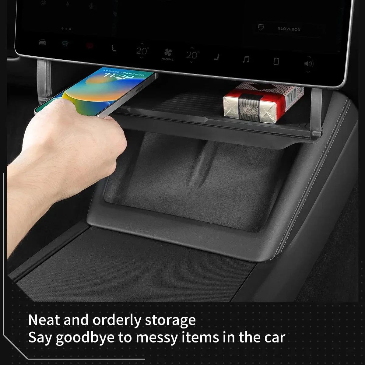 For Tesla New Model 3 Y Juniper 2025-2020 2026 Launch Highland Under Screen Storage Box Central Control Hidden Organizer Tray