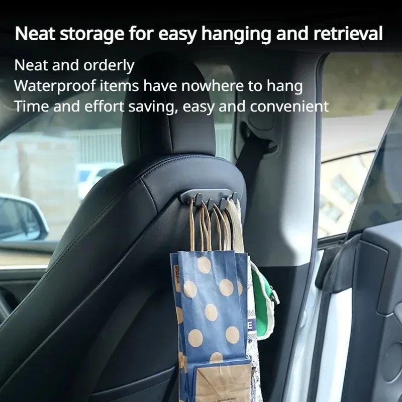 Car Seat Hook For Tesla Model 3 Y S X 3+ ABS Trunk Grocery Bag Hook Auto Back Seat Headrest Hanger with 4 Hooks Upgrade Version