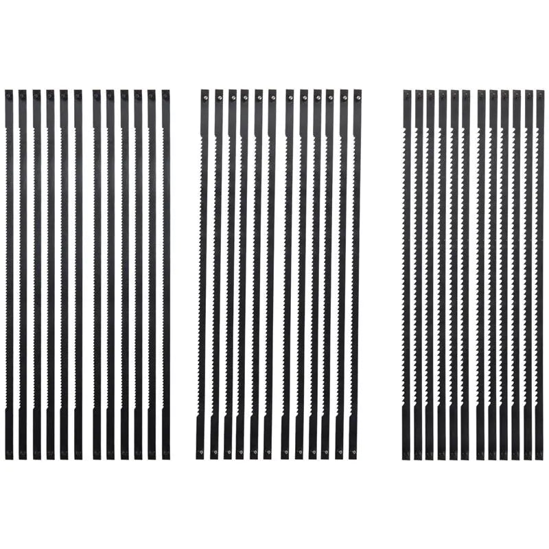 AT21-36Pcs Scroll Saw Blades 127Mm Carbon Steel Fretsaw Blades With Cross Pin 15/18/24 Teeth Standard Fine Cut Saw Blades