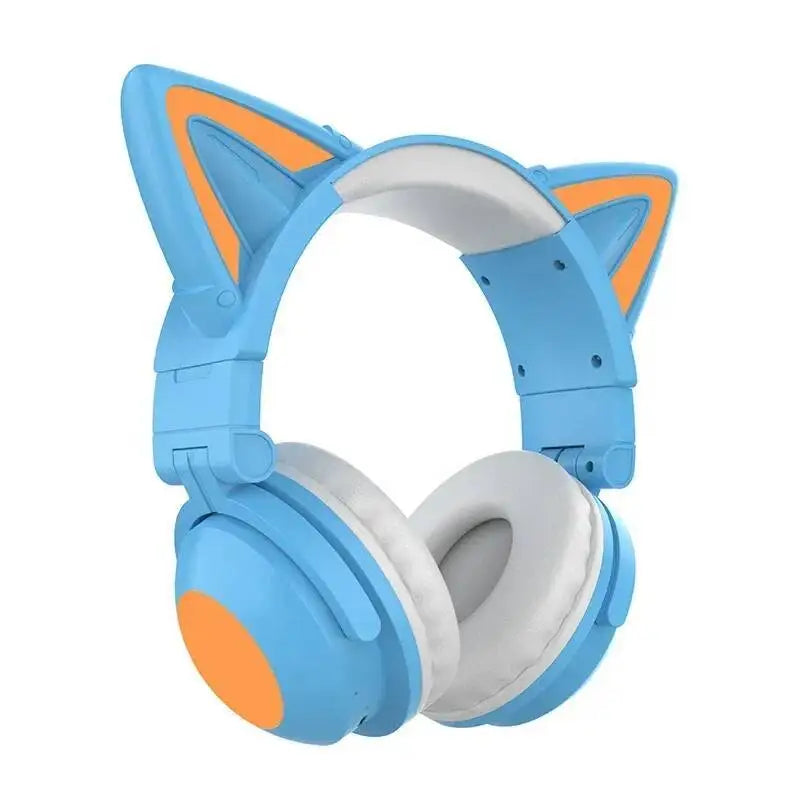 Head Mounted Cat Ear Glowing Bluetooth Earphones, High-definition Microphone, Foldable Storage, Compatible With Multiple Devices