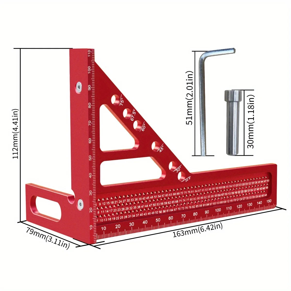 3D Measuring Ruler Aluminum Alloy Woodworking Square Protractors Triangle Layout Measuring Tool Multipurpose Measuring Ruler