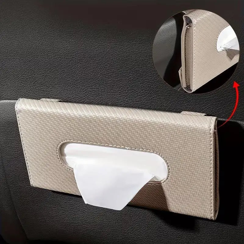 （Summer4）Car Tissue Box Towel Car Sun Visor Tissue Box Holder Auto Storage Decoration