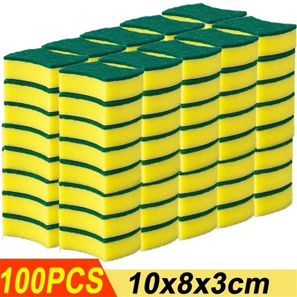 10-100PCS Non-Scratch Cleaning Scrub Sponges Kitchen Dish Sponge Scouring Pad For Washing Dishes Pots Pan Glass Sink Bathroom