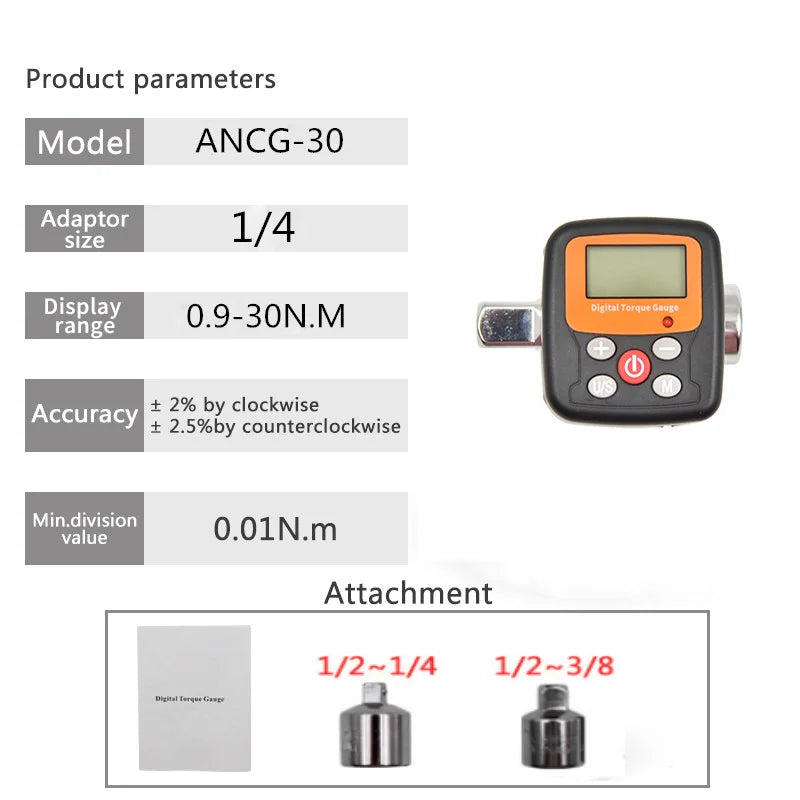 1/4'' 3/8'' 1/2 Company Direct Torque Wrench Tester Torque Adapter Digital Torque Meter Adapters For Head Bike Car Repair Tools