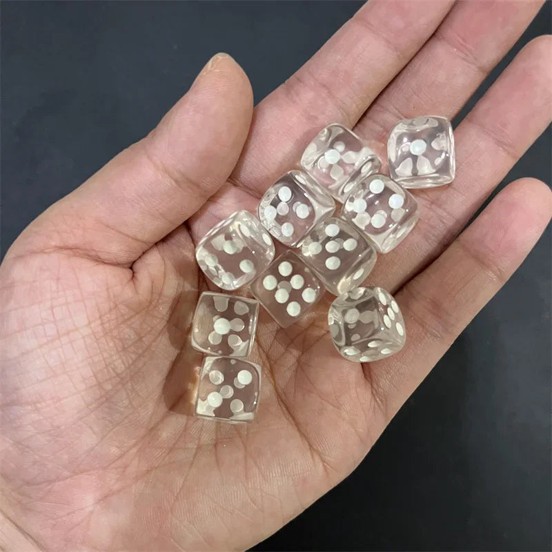 50pcs/Pack High Quality New 12mm Acrylic Transparent D6 Point Dice #12 Round Corner Boutique Dice