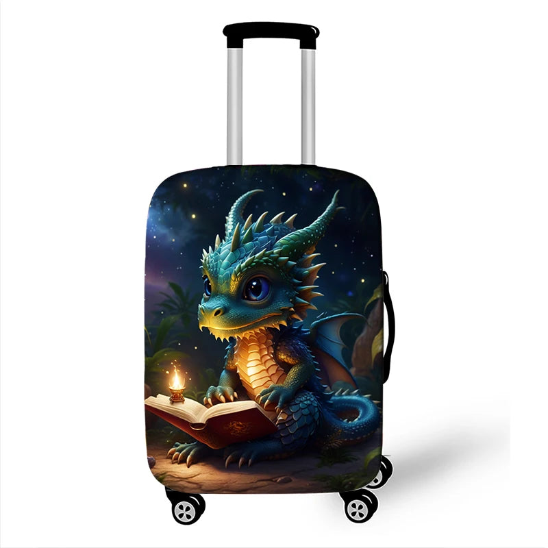 Cute Dragon Baby Print Luggage Cover Fantasy Animals Accessories Elastic Trolley Case Protective For Travel Anti-dust Covers