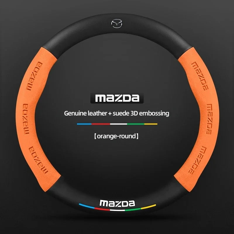 Car Suede Carbon Fiber Leather Steering Wheel Cover For Mazda BT-50 CX-3 CX-4 CX-5 CX-7 CX-9 MX5 Mazda 3 Axela 6 Gh Gj Demio Car