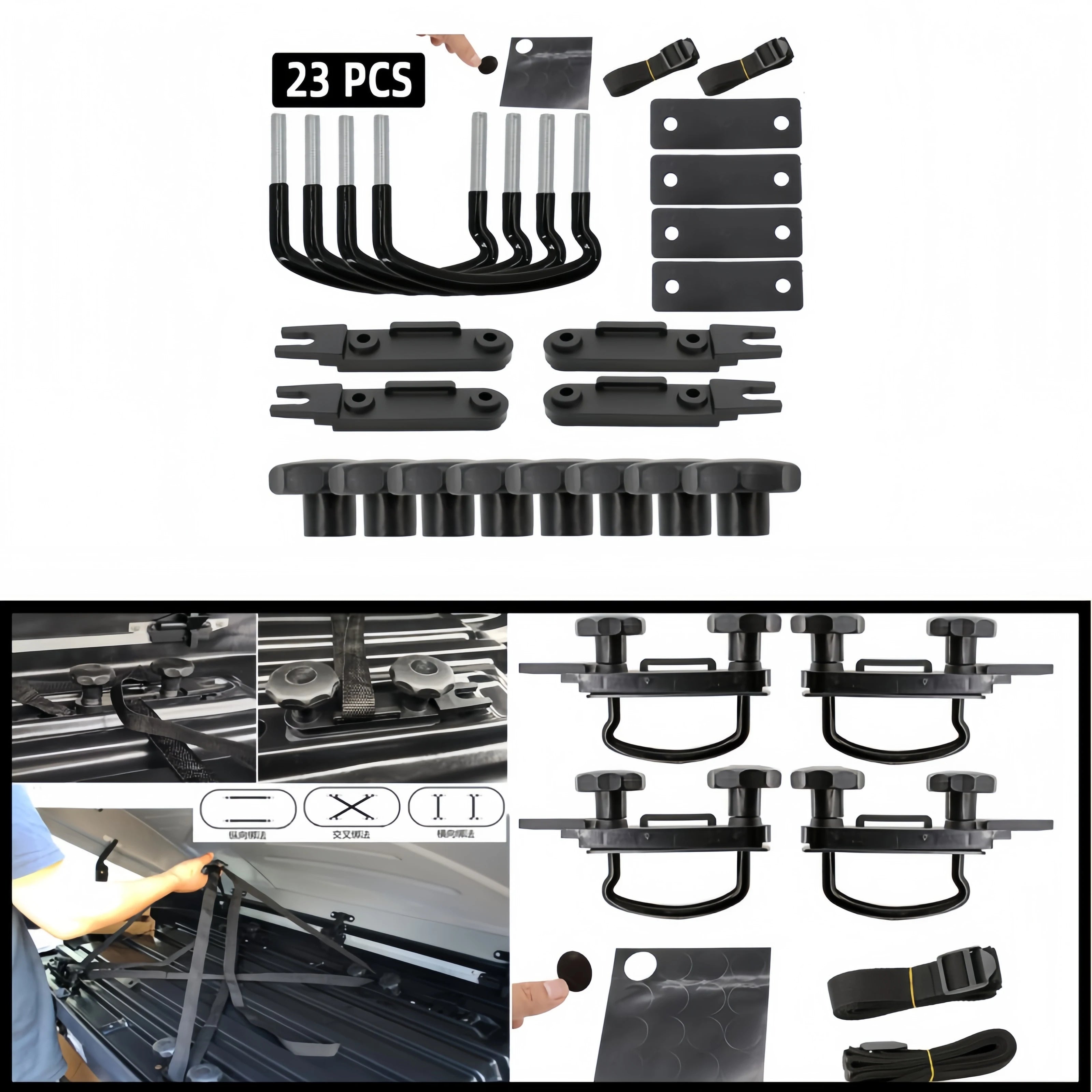 4 Set Universal Car U-Bolts Roof Box Mount Kit Metal Clamps Van Luggage Rack Accessories Secure Fitting Easy Installation