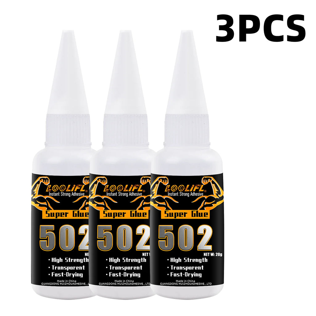 Super Strong Glue 502 High-Strength Fast-Drying Cyanoacrylate Adhesive, Suitable for Leather, Rubber, Wood, Metal, High-Strength Liquid Glue Tool, with Precision Dispenser