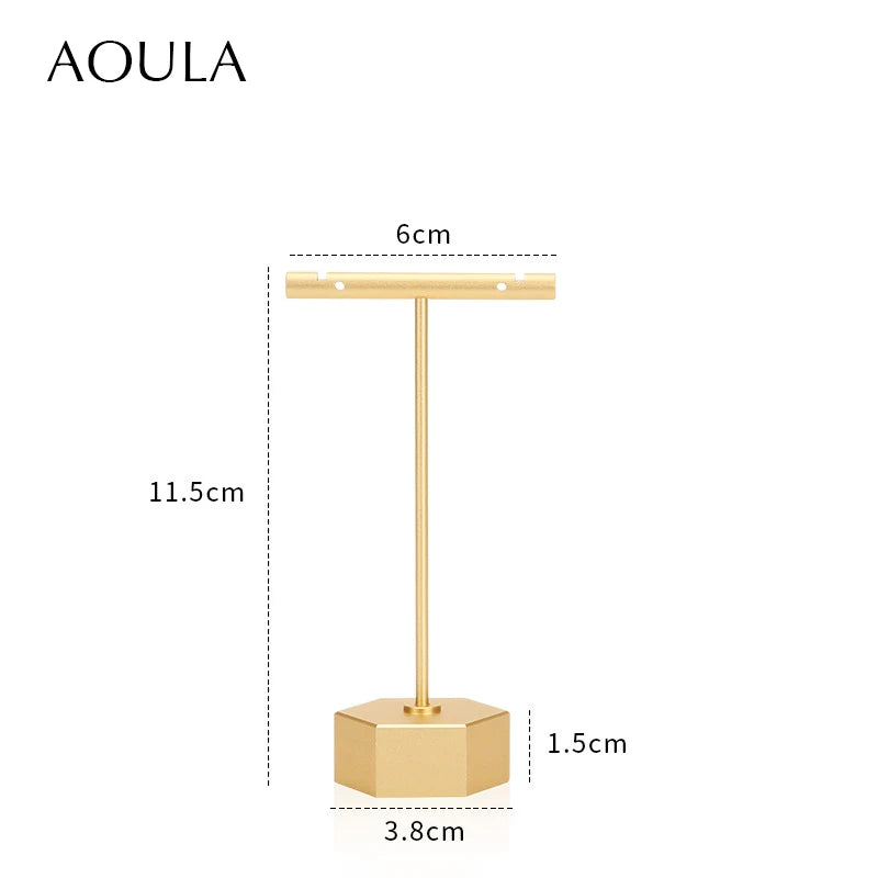 Luxury Dangle Earrings Display Metal Rack T Bar Stand Ring Jewelry Hanger Organizer Ear Studs Storage Holder Shelf Store Selling