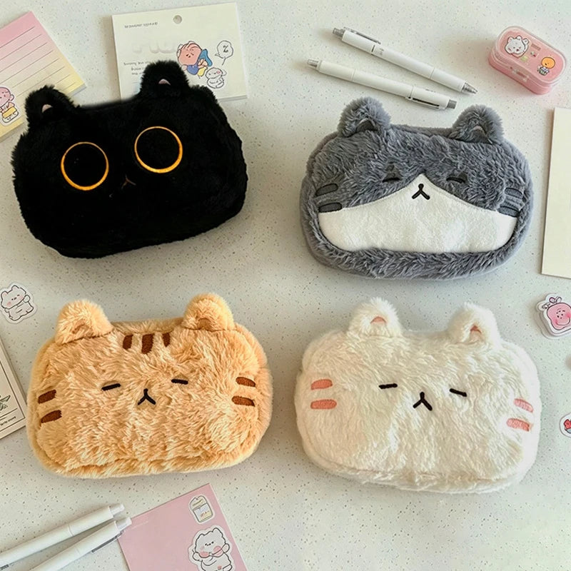 Cute Black Cat Pencil Case Girls Makeup Pouch Multi-purpose Stationery Storage Bag Cartoon Pen Bag School Stationery Organizer