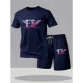 Men's Casual Fitness Two Piece Set Short Sleeve T-Shirt + Shorts Breathable Quick Dry Running Gym T-Shirts Sets Hot Sale