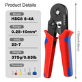 HSC8 6-4A Ferrule Crimper Plier 0.25-10mm² AWG23-7, Self-Adjustable Ratchet Crimping Tool for Wire End Ferrules