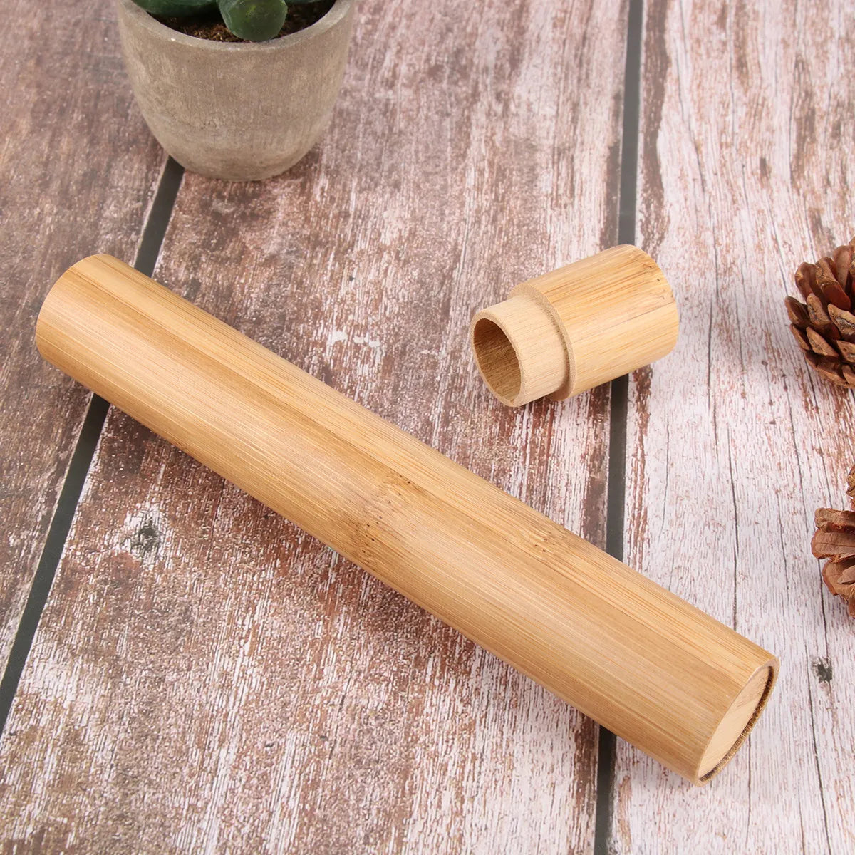 Bamboo Toothbrush Case Compact Travel Toothbrush Tube Storage for Home Office Gym Eco Friendly Easy Clean Lightweight