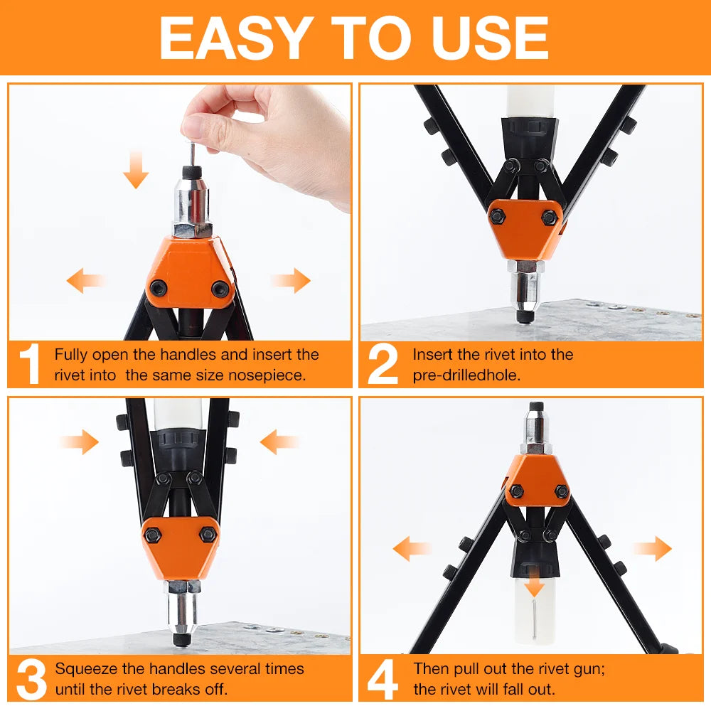 5 In 1 Manual Rivet Gun 2.4mm 3.2mm 4.0mm 4.8mm 6.4mm Multi-specification Riveting Tools, Home Riveting Machine, Pull Rivet Gun
