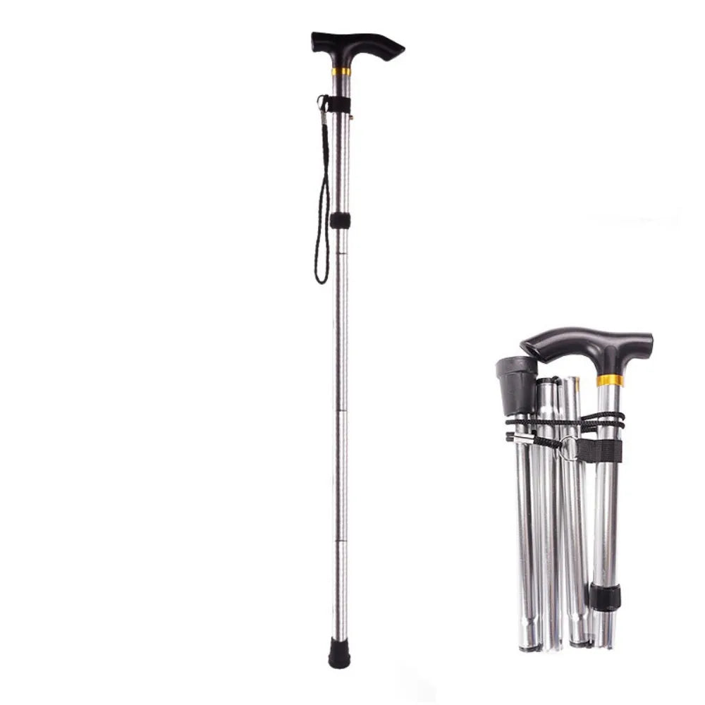Lightweight Telescopic Trekking Stick Strengthen 5-Section Crutches Adjustable Portable Folding Canes for Adults Elderly People