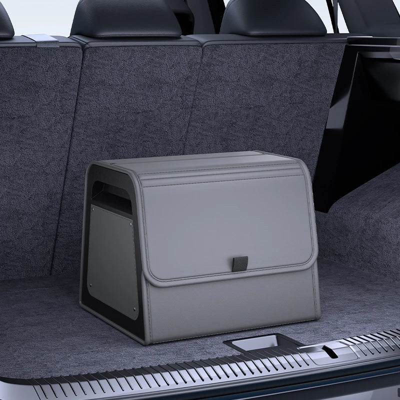 Car Trunk Organizer with 4-Point Magnetic Closure – PU Leather, Reinforced ABS Frame, Fits SUV, Sedan, and Home Use