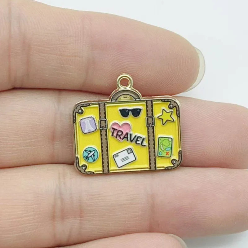 10pcs Fashion Enamel Printed Handbag Series DIY Jewelry Accessories Keychain Bag Drip Oil Alloy Pendant