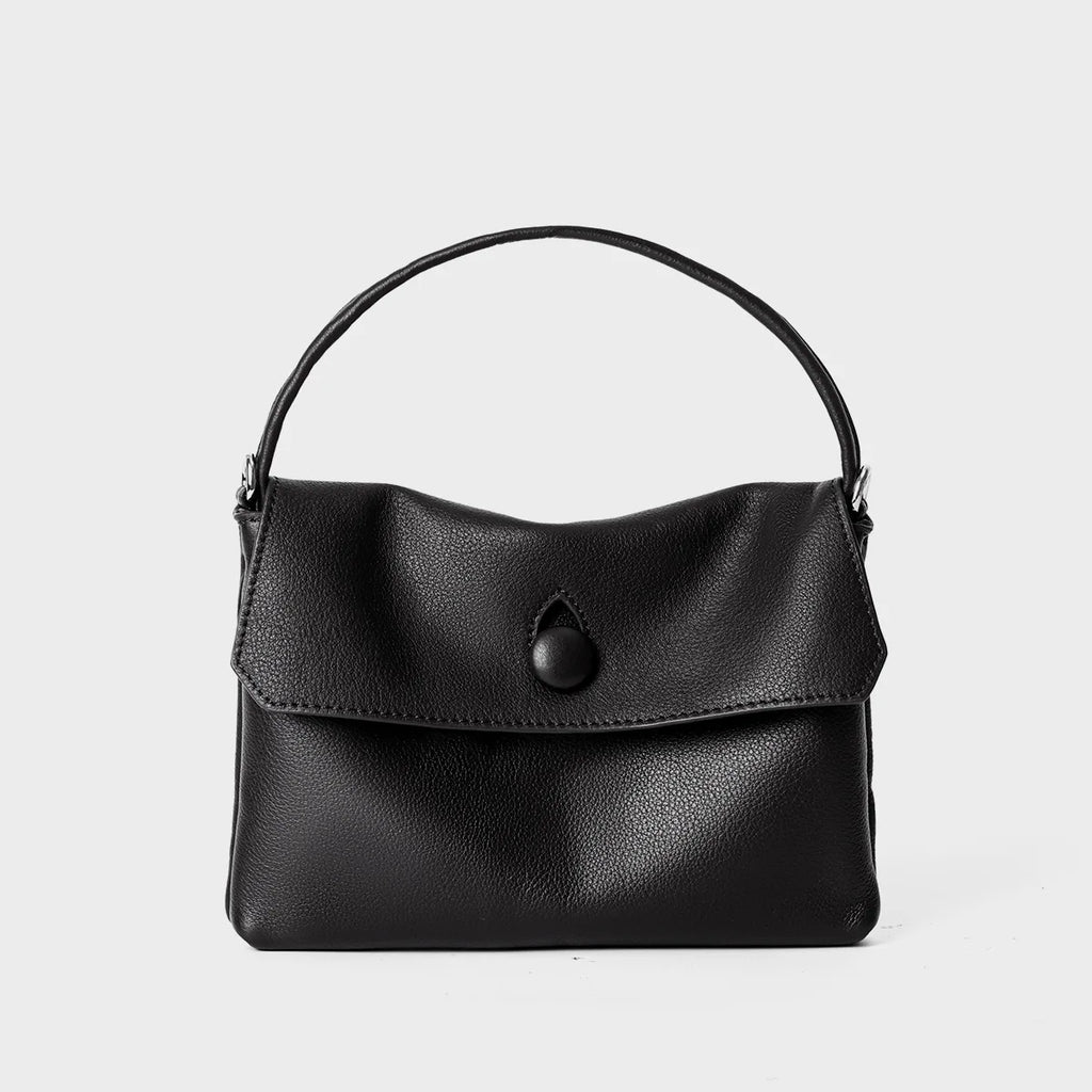 Genuine Leather Button Bag Small Cowhide Handbag Shoulder Bag for Mobile Phone