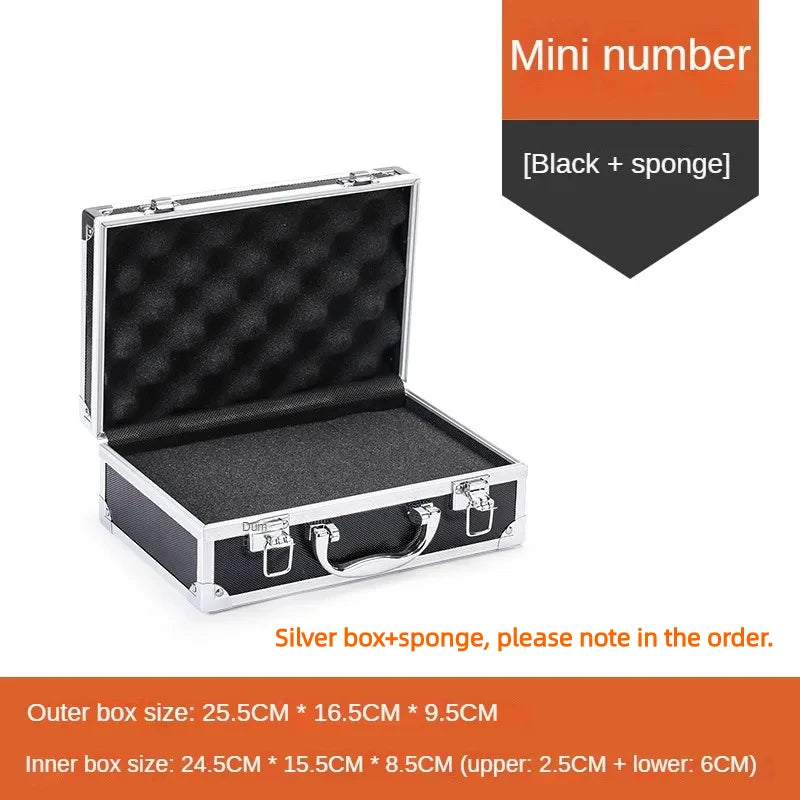 Portable Suitcase Aluminum Toolbox With Lock Electric Tool Box With Sponge Sturdy Hard Case Flight Case Household Storage Box