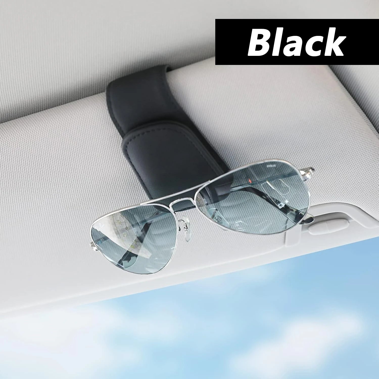 2Pack Sunglasses Holder Is Suitable for Car Sun shades Magnetic Leather Sunglasses Clip and Ticket Clip Car Sunshade Accessories