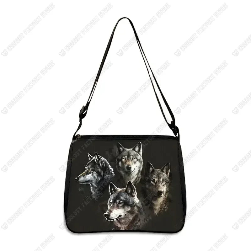 Howling Wolf Under The Moonlight Handbags Baby Wolf Messenger Bag Cool Howling Wolf Shoulder Bag Crossbody Bag Phone Holder