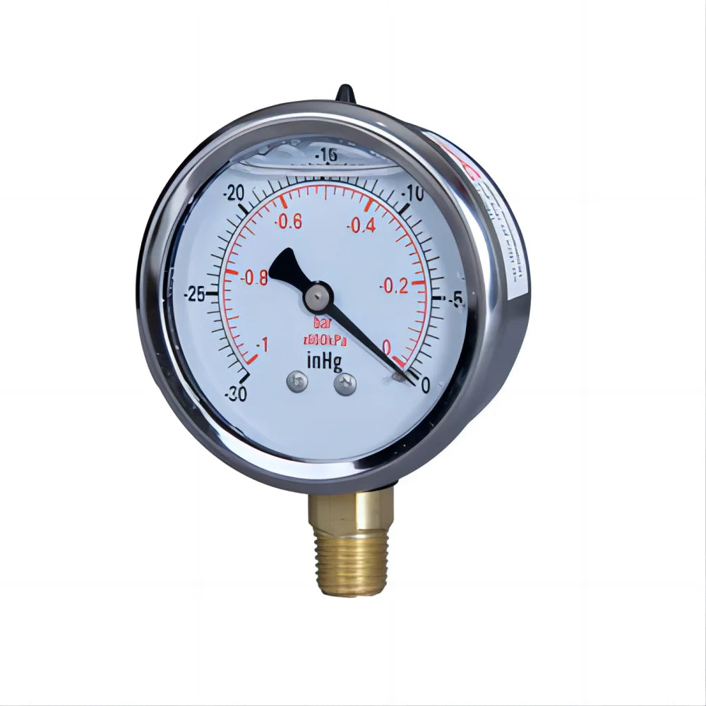 JIVTO Glycerine Filled Pressure Gauge 2.5 Inch 1/4 BSP Lower Mount 15,30,60, 100,160,200,300,400,600,3000 Psi & Bar, Shockproof