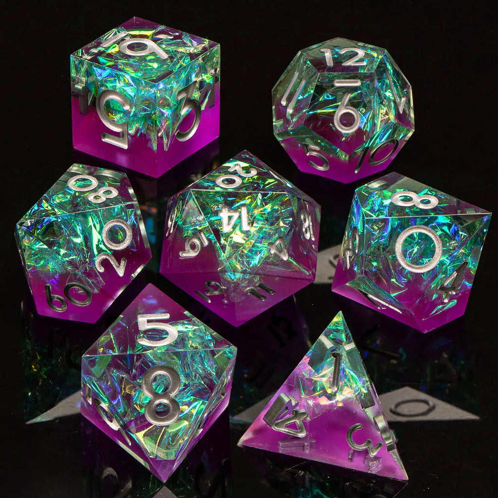 Resin Sharp Edged DND Dice, Handmade Dungeons and Dragons Dice Set D&D, RPG Polyhedral D and D Dice Set for Role Playing Game