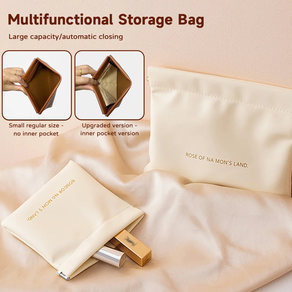 Fashion Multifunctional Storage Bag With Automatic Closure Wired Headphone PU Coin Purse Mini Portable Lipstick And Makeup Bag