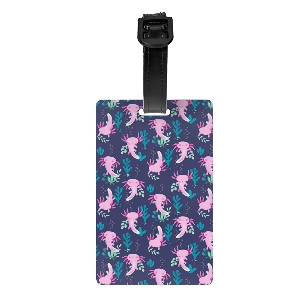Custom Cute Salamander Animal Axolotls Luggage Tag Privacy Protection Baggage Tags Travel Bag Labels Suitcase