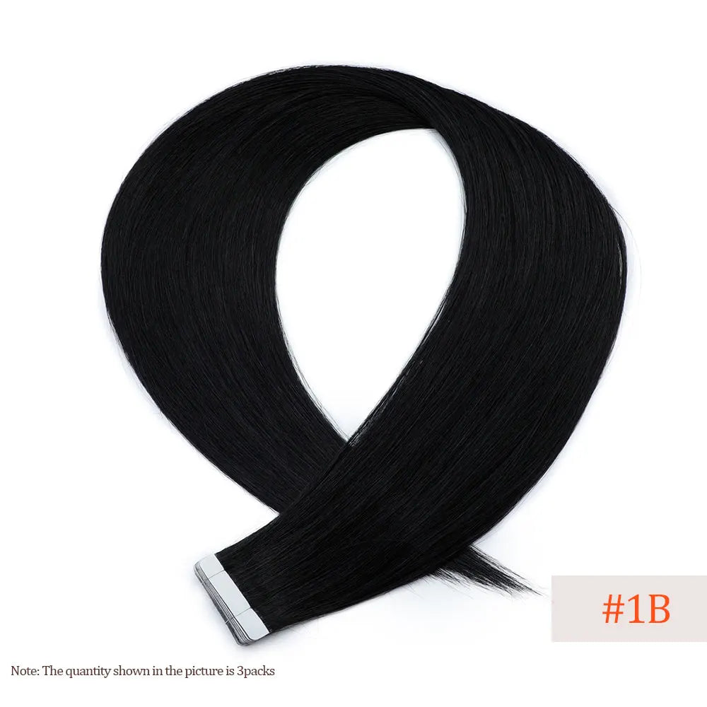 26" Straight Tape In Hair Extensions 20pcs 50 Grams Heat Resistant Fiber Colored Tape In Hair Double Sided Adhesives Hair
