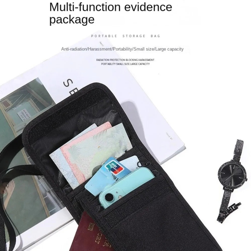 Travel Accessories Travel Wallet Nylon Ticket Holder Travel Neck Pouch Zipper Khaki Black Family Passport Holder Credit Card