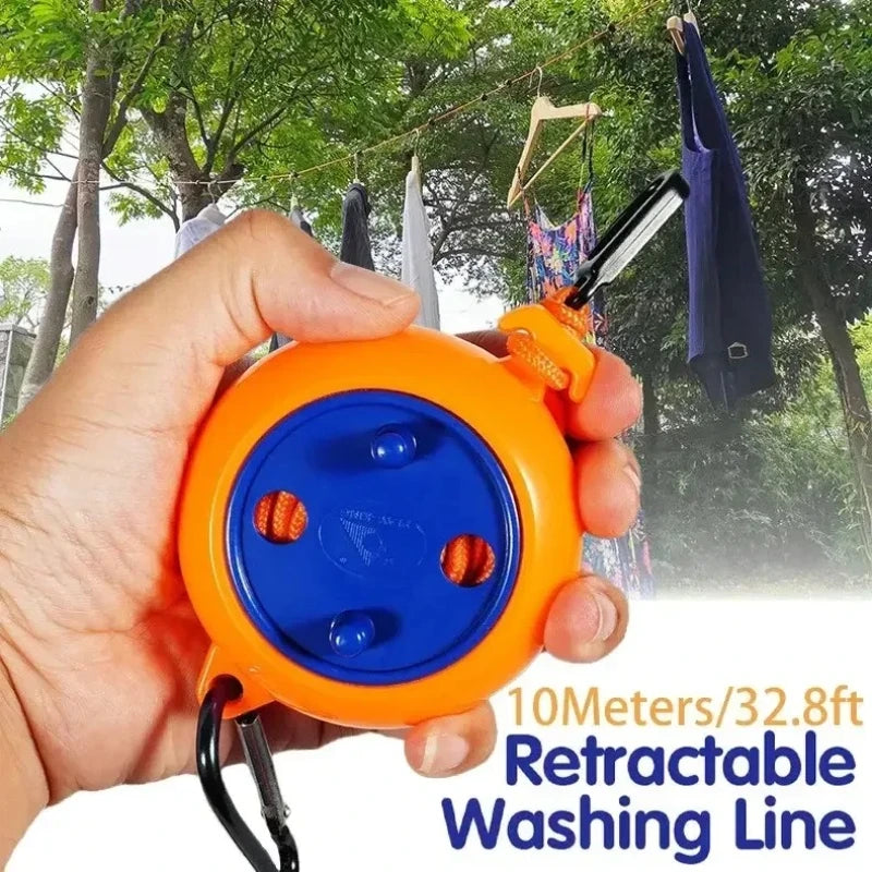 10M Portable Travel Clothes Drying Rack Retractable Clothesline Rope Outdoor Travel Portable Clothing Line for Laundry Accessory