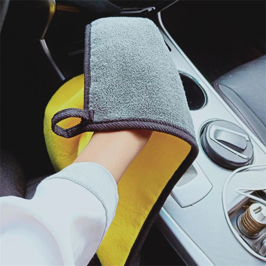 1/2/6PCS Thick Double Layer Microfiber Cleaning Towels Soft Drying Cloth for Car Body Washing Polishing Car Care Accessories