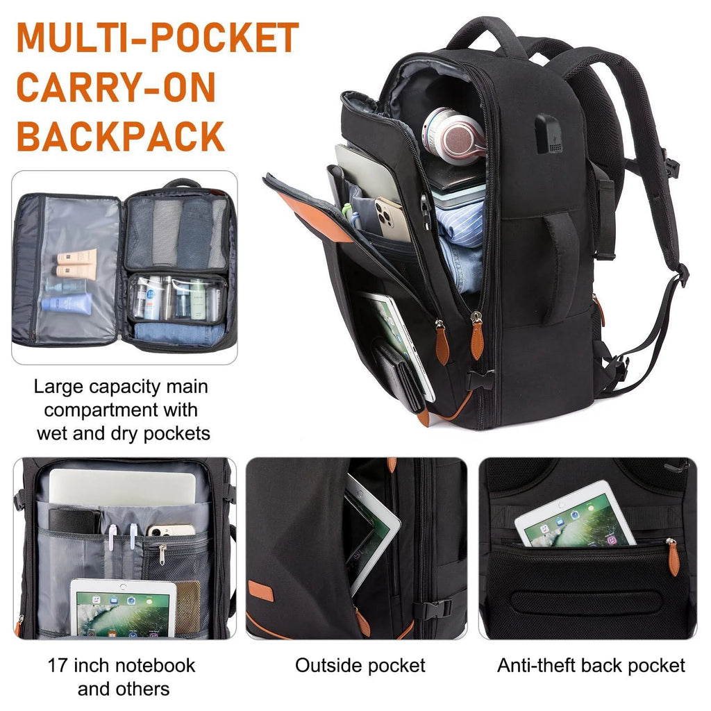 Large Capacity Travel Expandable Large Suitcase Backpacks With 4 Packing Cubes Water Resistant Luggage Daypack Backpack Mochila