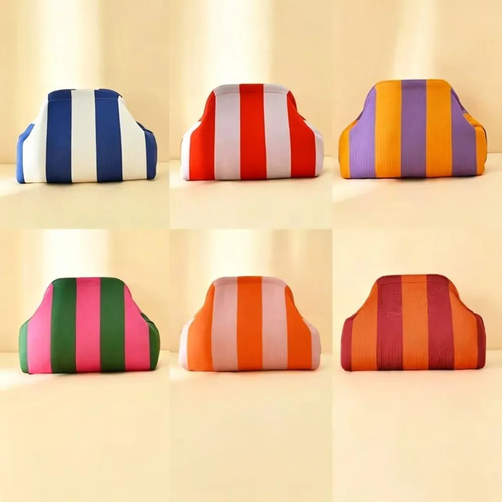 Knitted striped handbag dinner work beach large capacity daily versatile color contrast commuter clip bag women