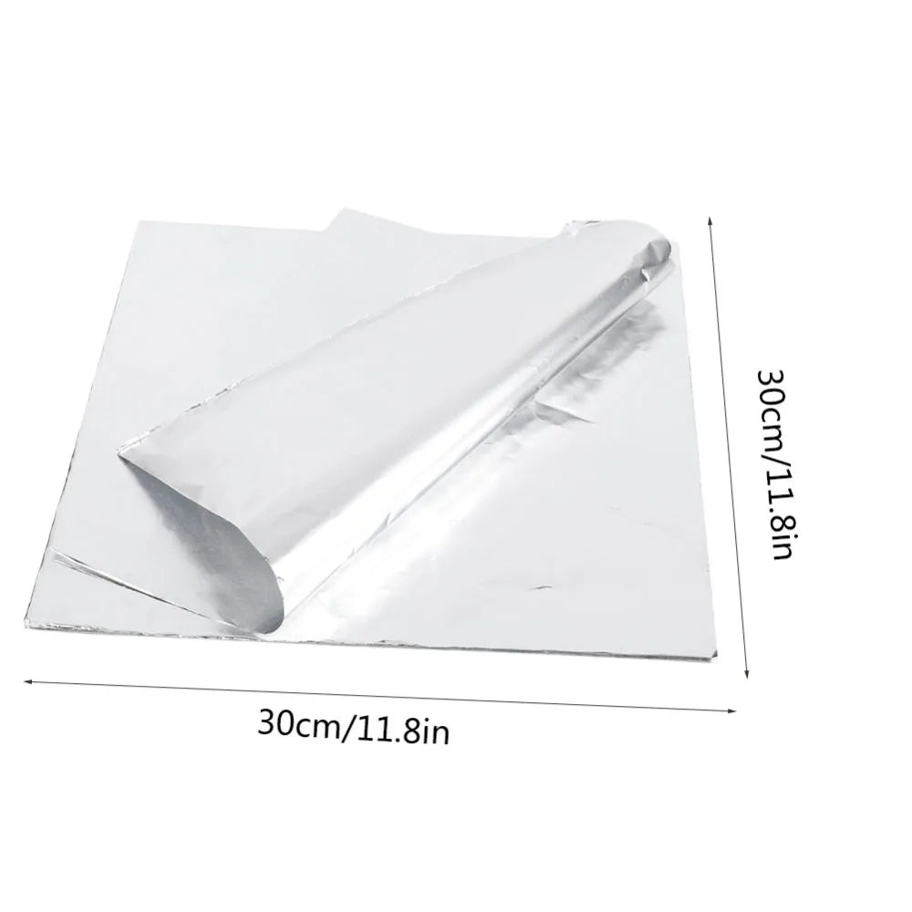 100PACK Food Grade Aluminum Foil Sheets Thick Silver Tin Foil Paper Flexible Fold Single-Use Air Fryer Foil BBQ Grilling