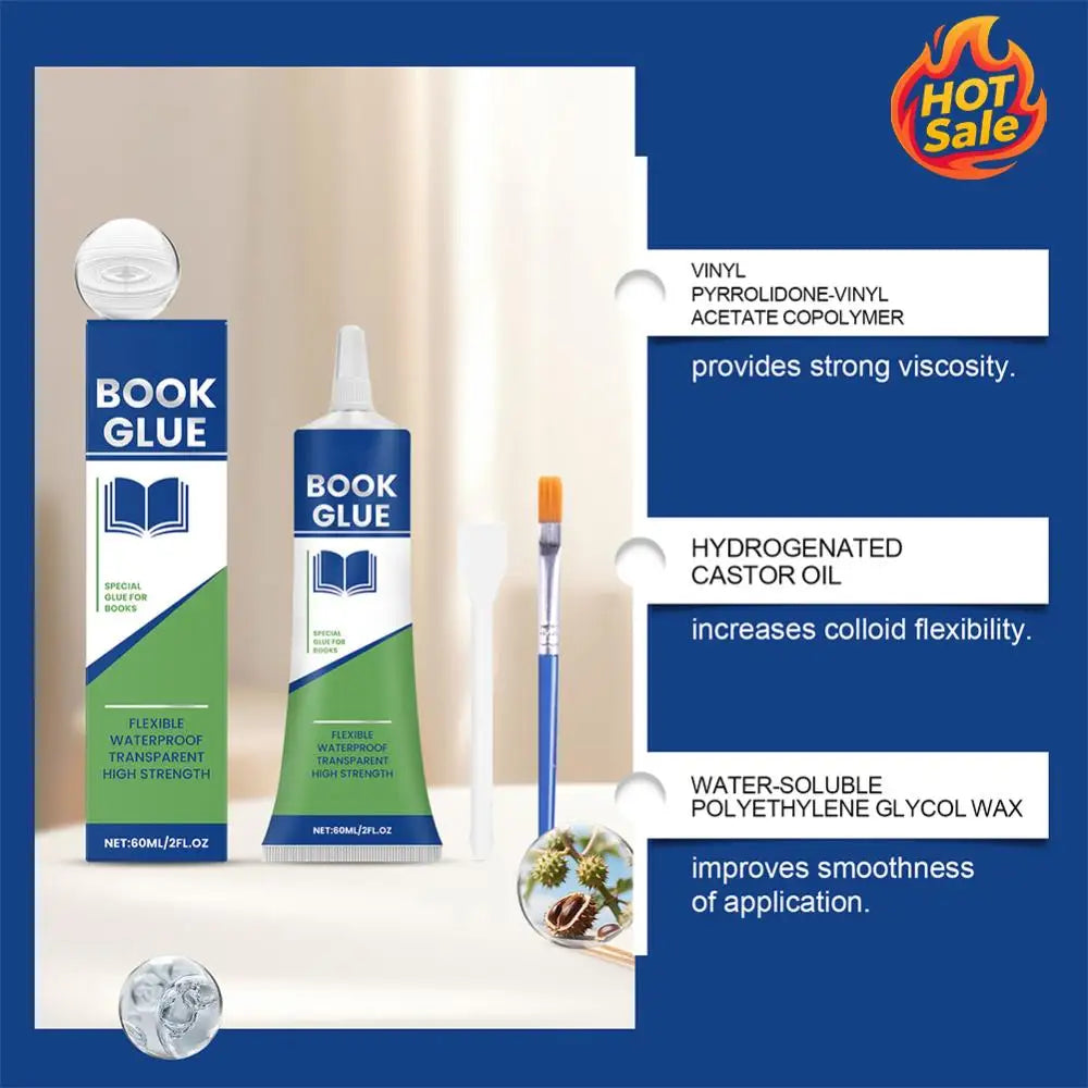 Book Repair Glue Strong Adhesive Transparent Book Binding Adhesive Quick-Drying Repair Glue for Envelopes Postcards Paper Craft